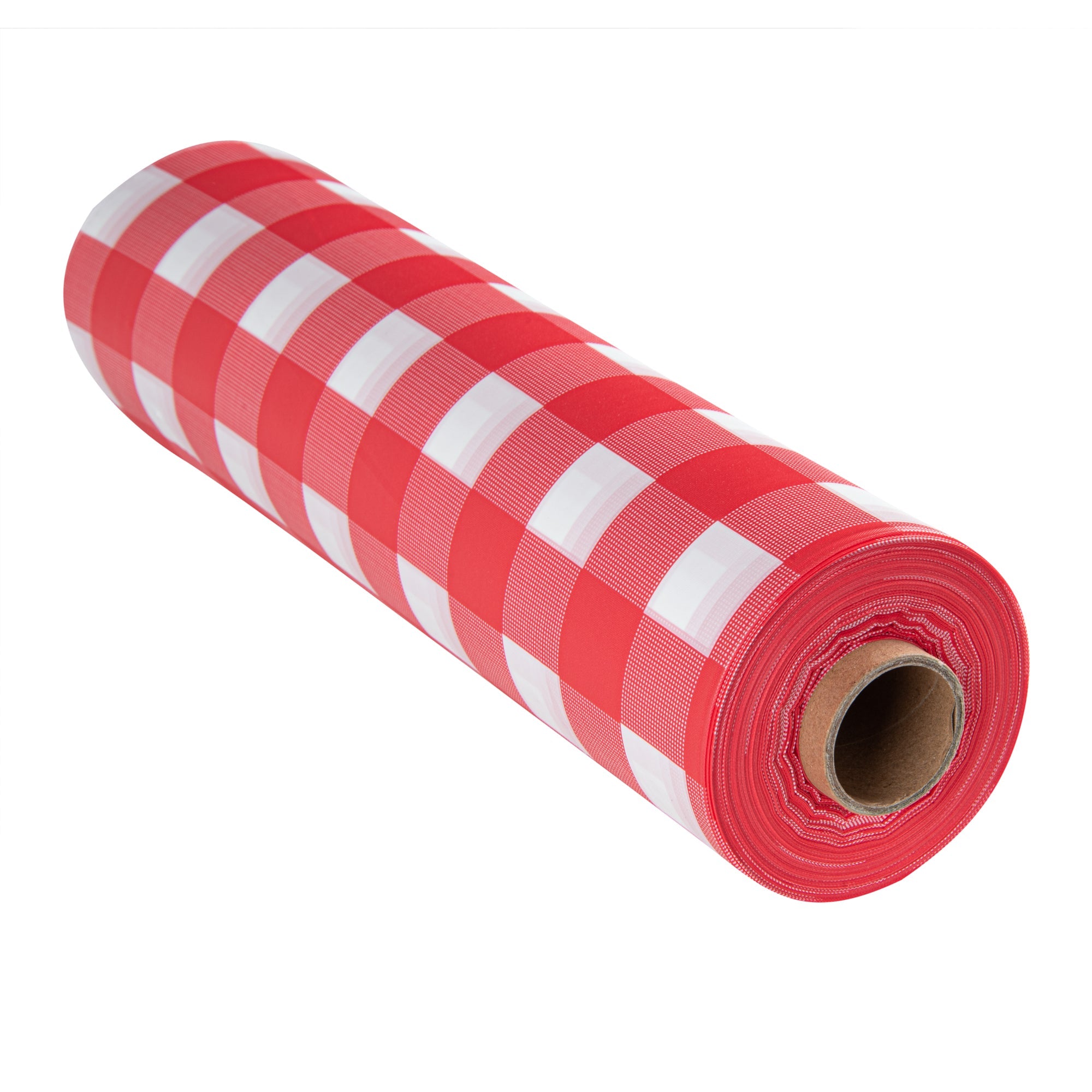 Table Tek Red Gingham Plastic Table Cover Roll - with Slide Cutter - 100' x 54" - 1 count box