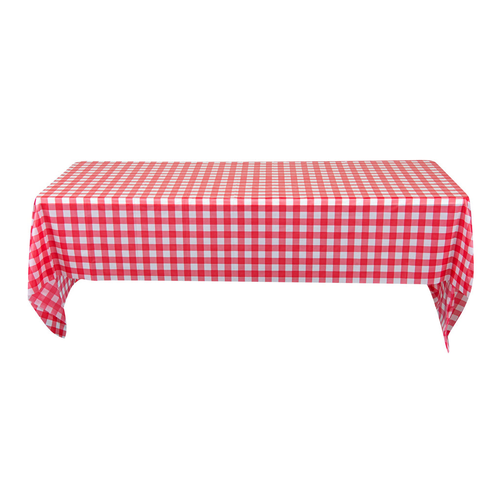 Table Tek Red Gingham Plastic Table Cover Roll - with Slide Cutter - 100' x 54" - 1 count box