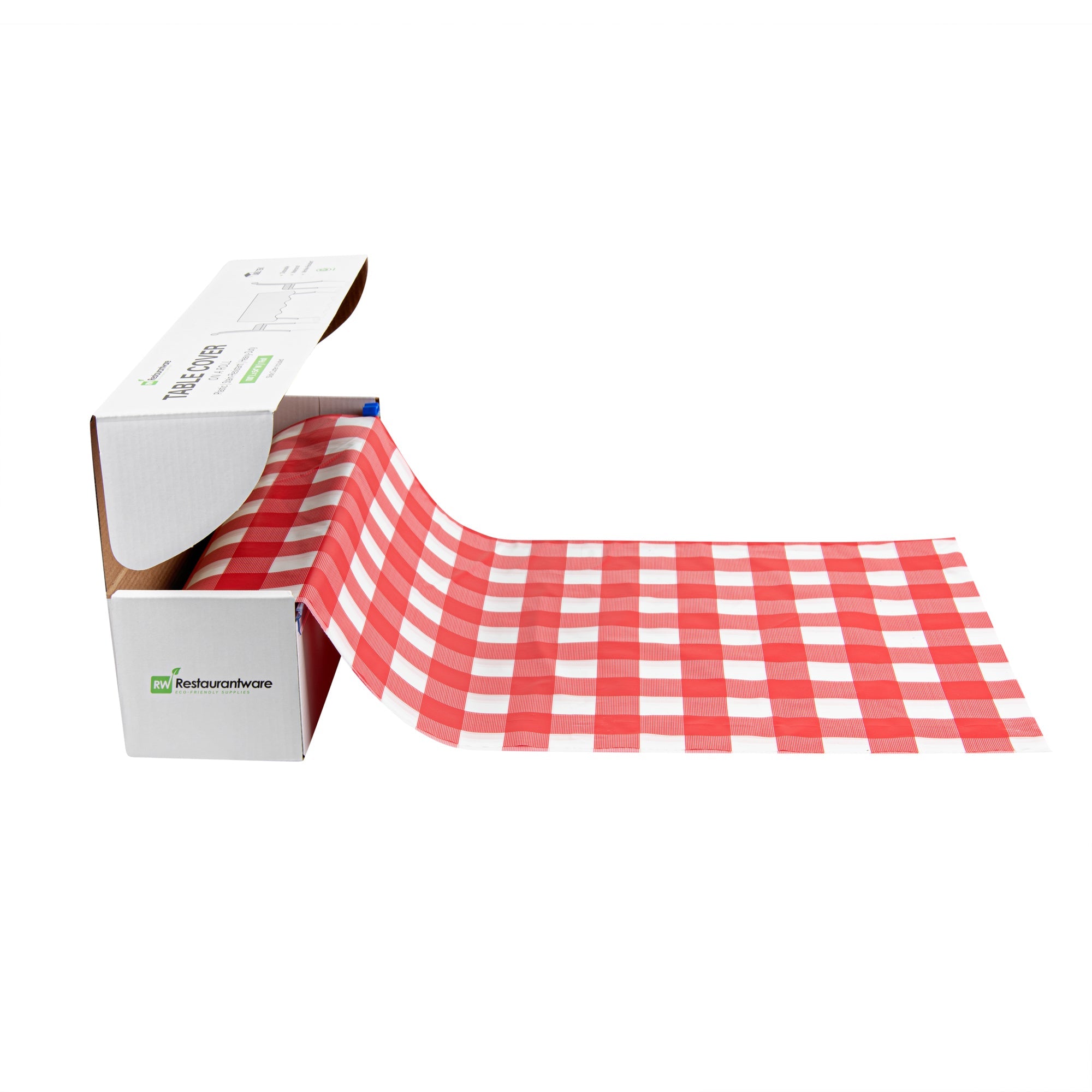 Table Tek Red Gingham Plastic Table Cover Roll - with Slide Cutter - 100' x 54" - 10 count box
