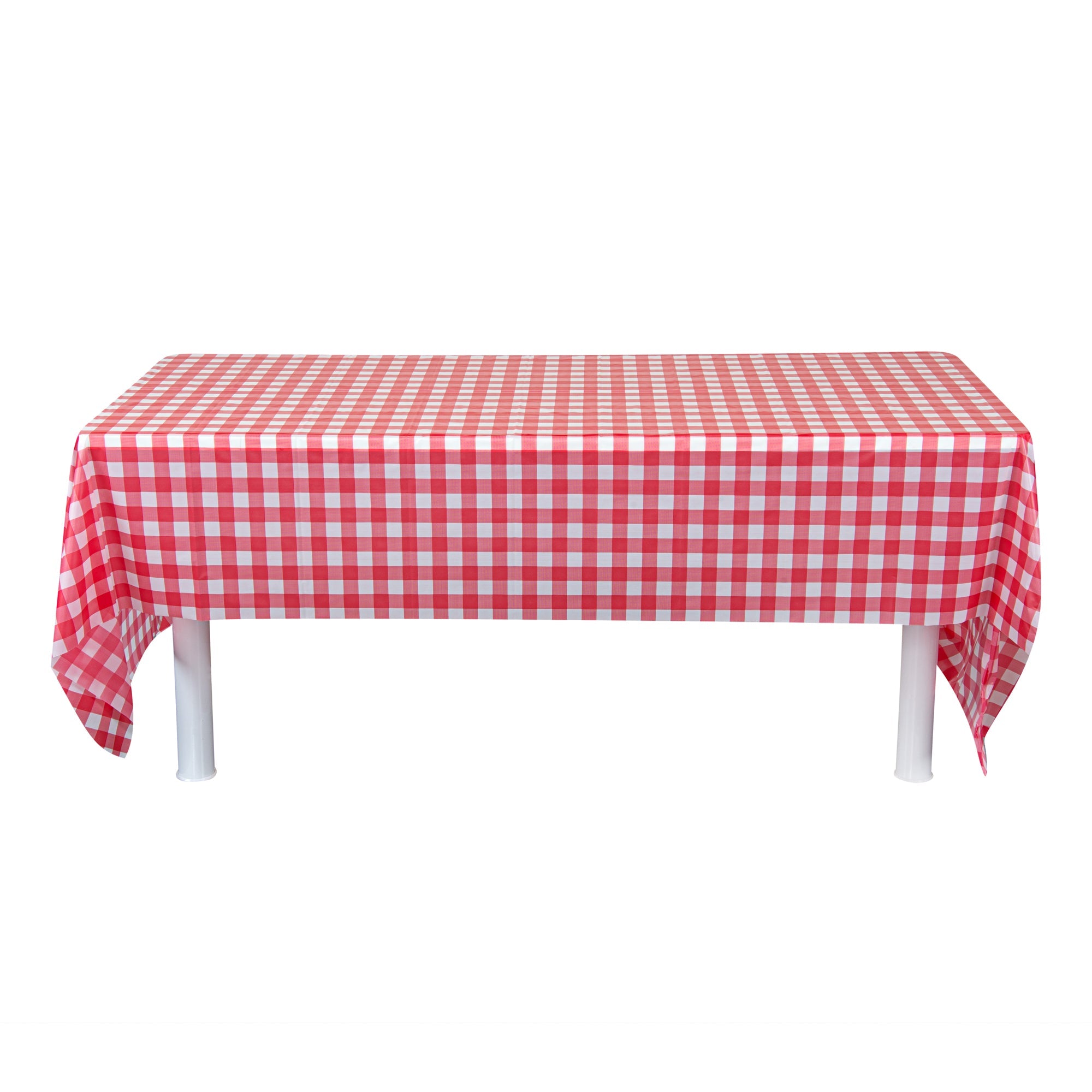 Table Tek Red Gingham Plastic Table Cover Roll - with Slide Cutter - 100' x 54" - 10 count box