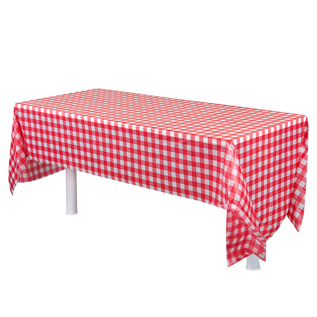 Table Tek Red Gingham Plastic Table Cover Roll - with Slide Cutter - 100' x 54" - 10 count box