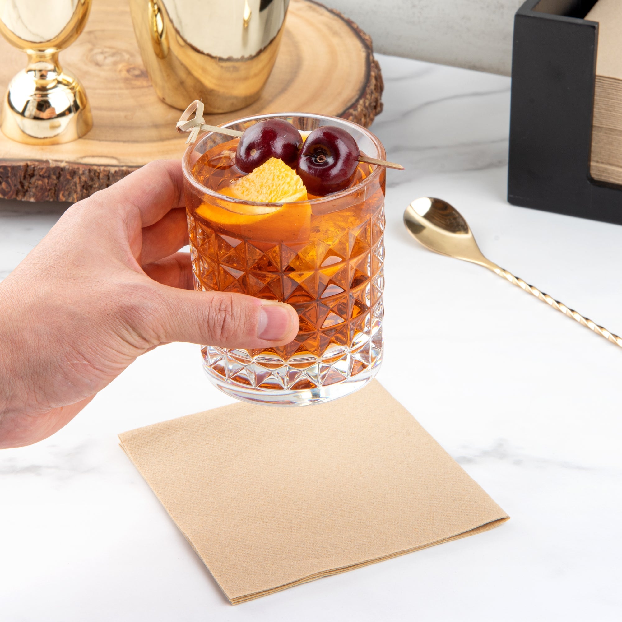 Bev Tek 9 oz Polycarbonate Old Fashioned Glass - Cut Crystal Design - 3 1/4" x 3 1/4" x 3 3/4" - 48 count box