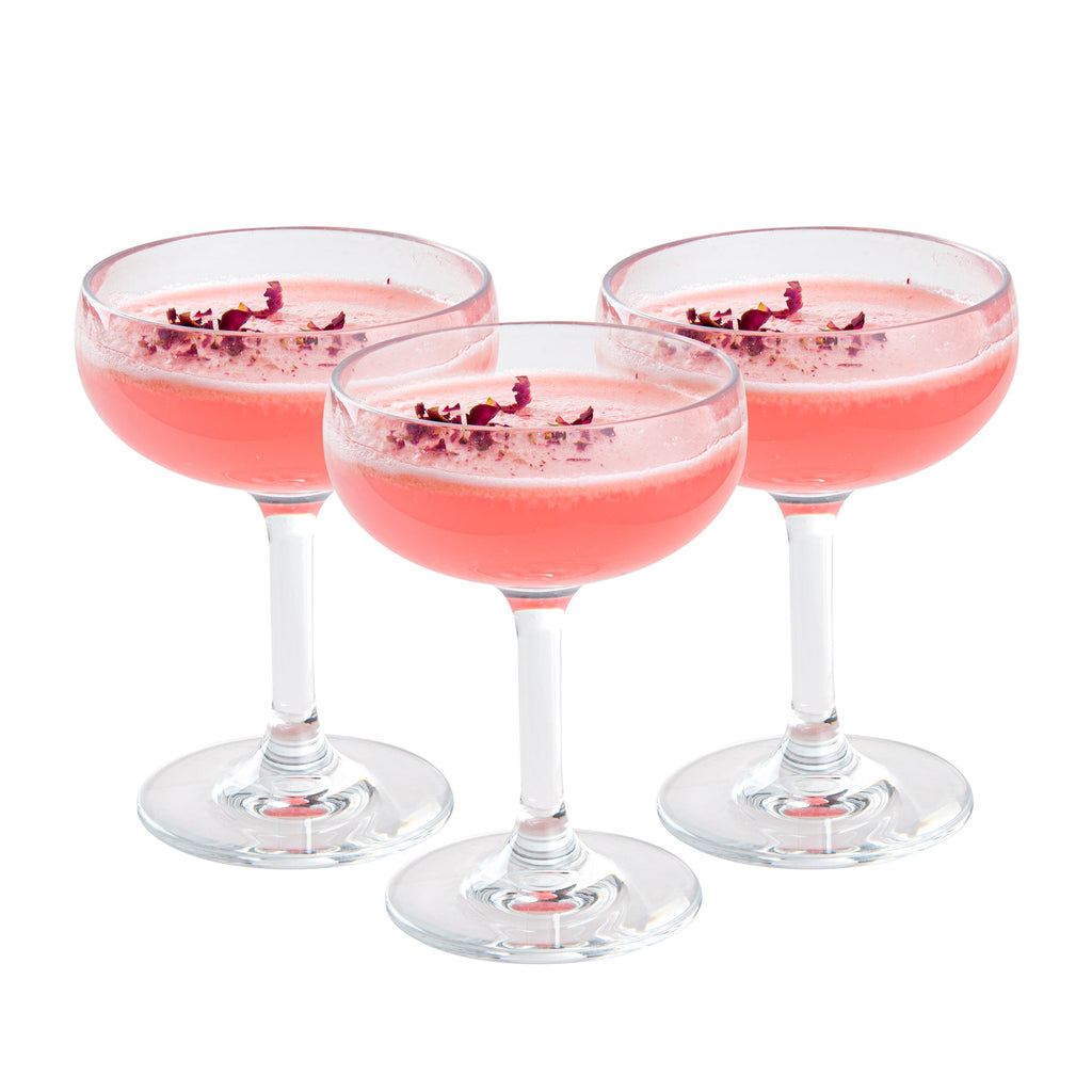 Bev Tek 7 oz Polycarbonate Champagne Coupe Glass - 3 3/4" x 3 3/4" x 5" - 6 count box
