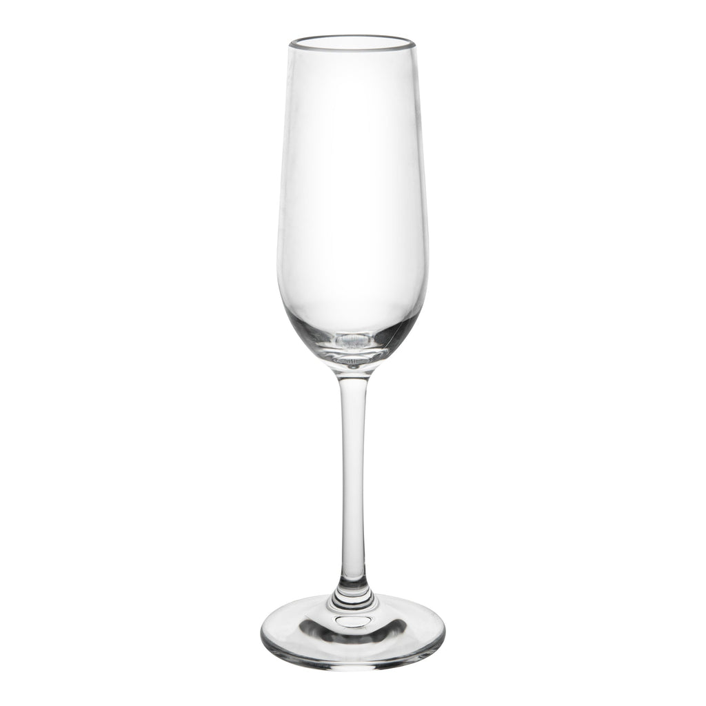 Bev Tek 6 oz Polycarbonate Champagne Flute - 2 3/4" x 2 3/4" x 8 3/4" - 6 count box