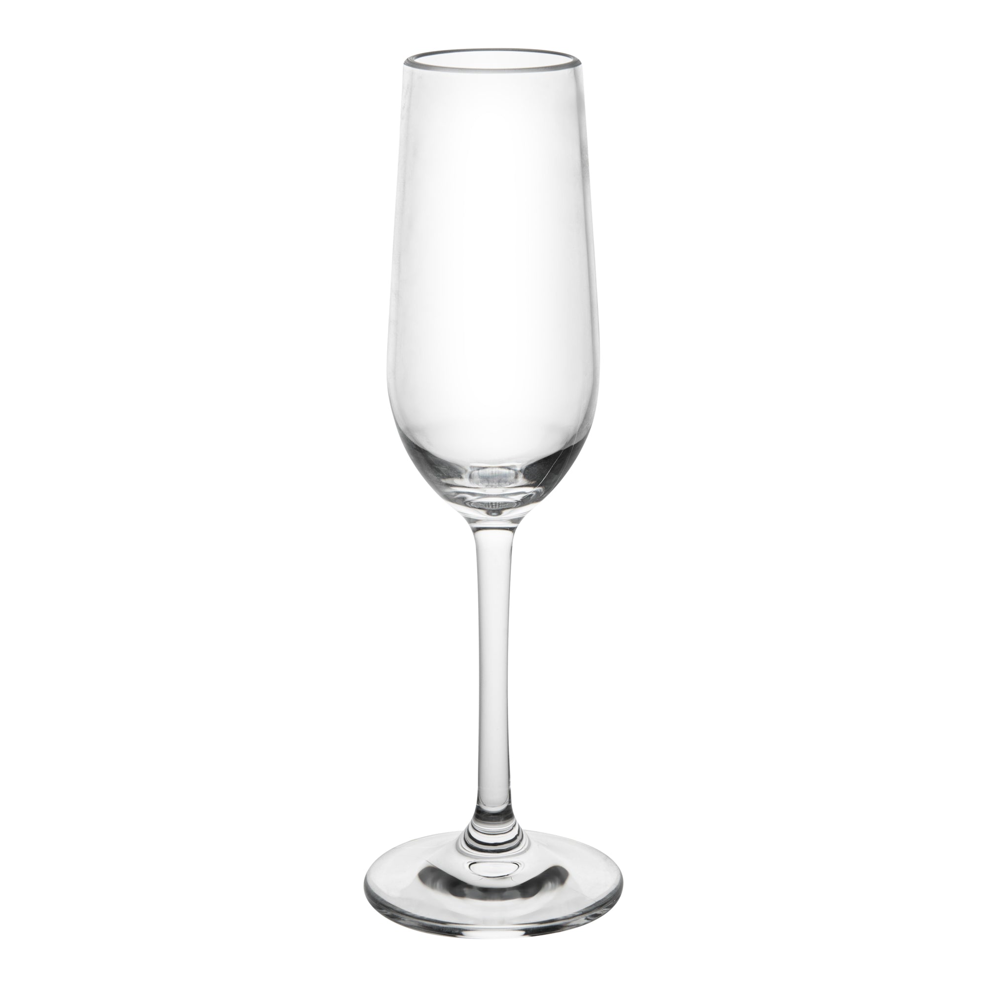 Bev Tek 6 oz Polycarbonate Champagne Flute - 2 3/4" x 2 3/4" x 8 3/4" - 6 count box