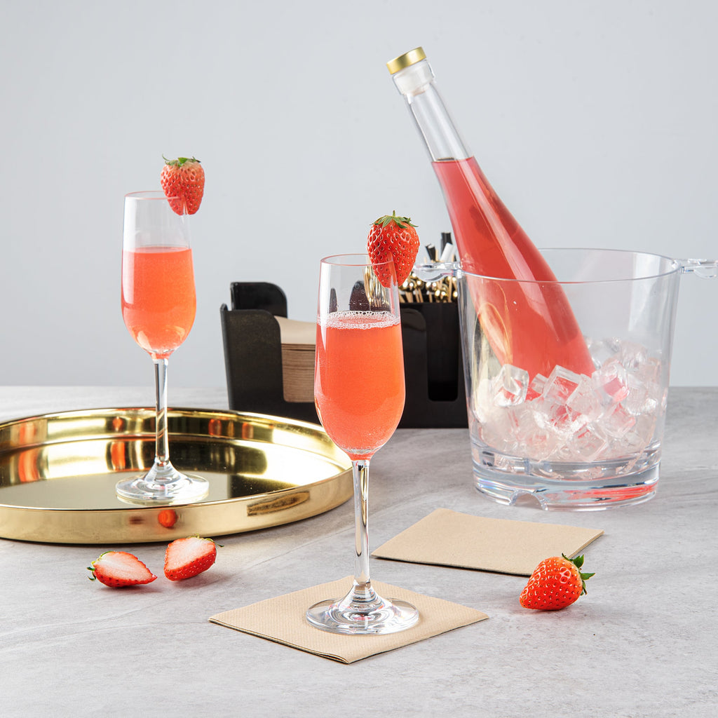Bev Tek 6 oz Polycarbonate Champagne Flute - 2 3/4" x 2 3/4" x 8 3/4" - 6 count box
