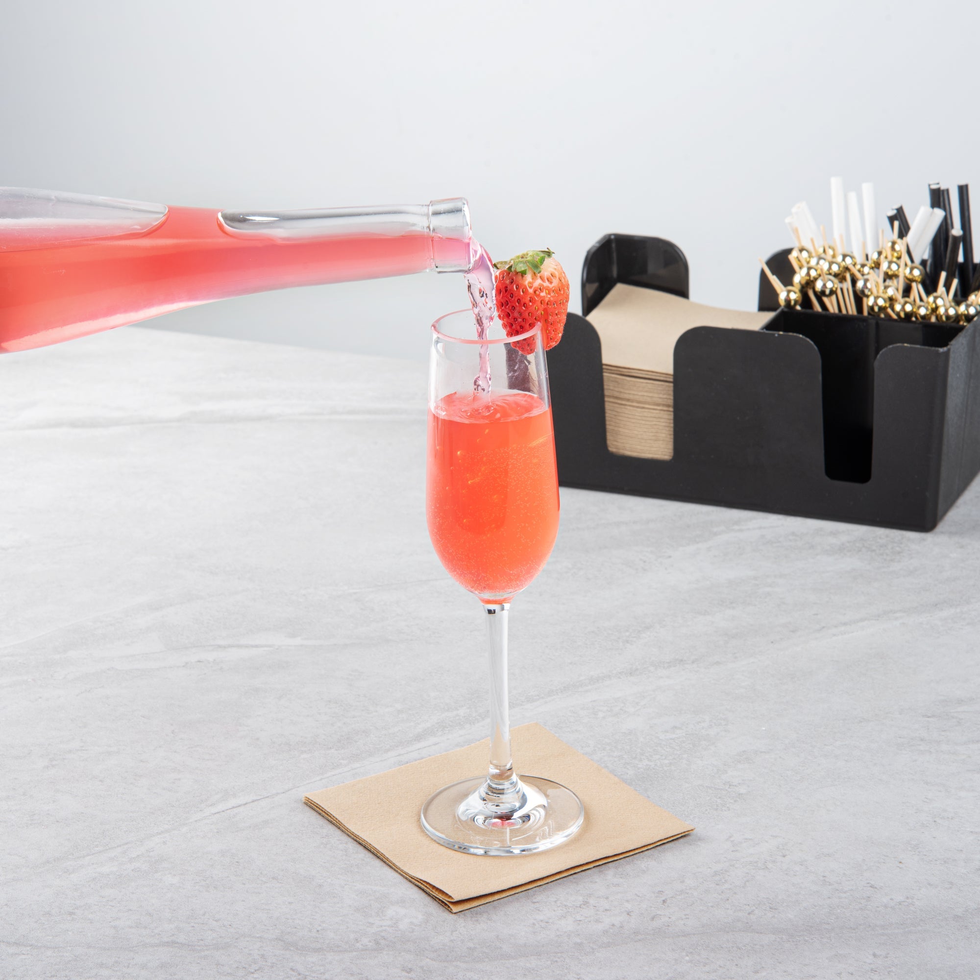 Bev Tek 6 oz Polycarbonate Champagne Flute - 2 3/4" x 2 3/4" x 8 3/4" - 48 count box