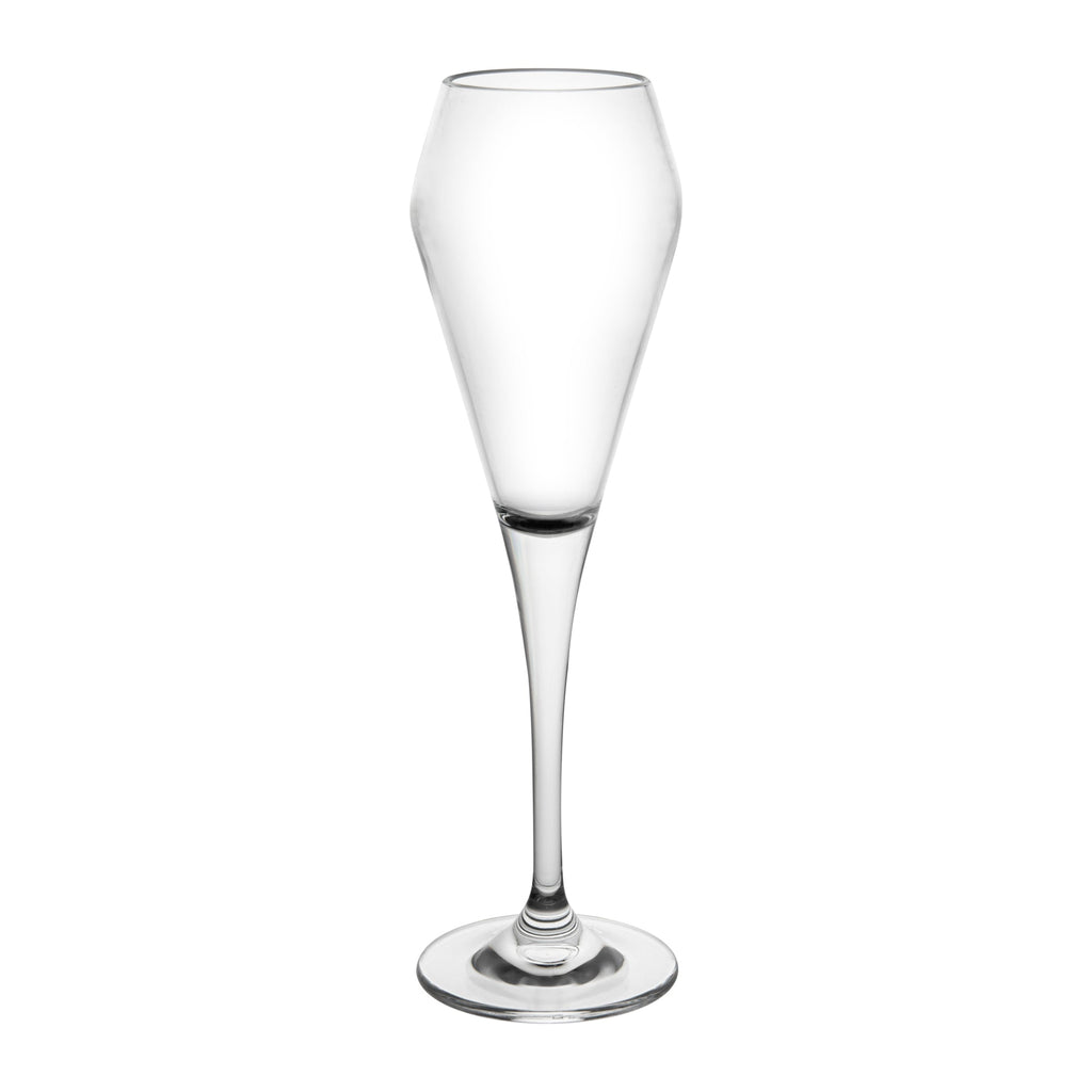 Bev Tek 7 oz Polycarbonate Champagne Flute - 2 3/4" x 2 3/4" x 9 1/4" - 6 count box