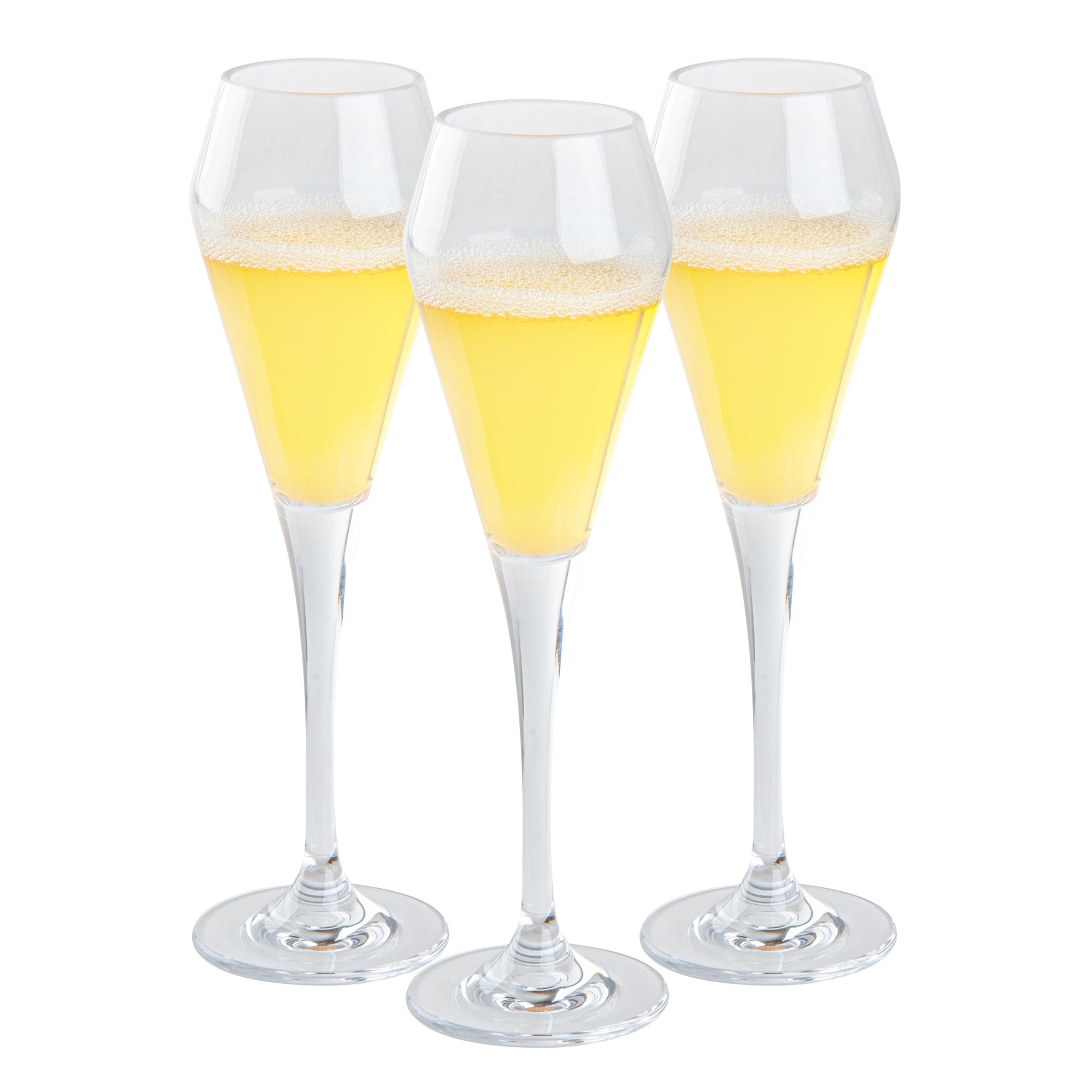 Bev Tek 7 oz Polycarbonate Champagne Flute - 2 3/4" x 2 3/4" x 9 1/4" - 6 count box