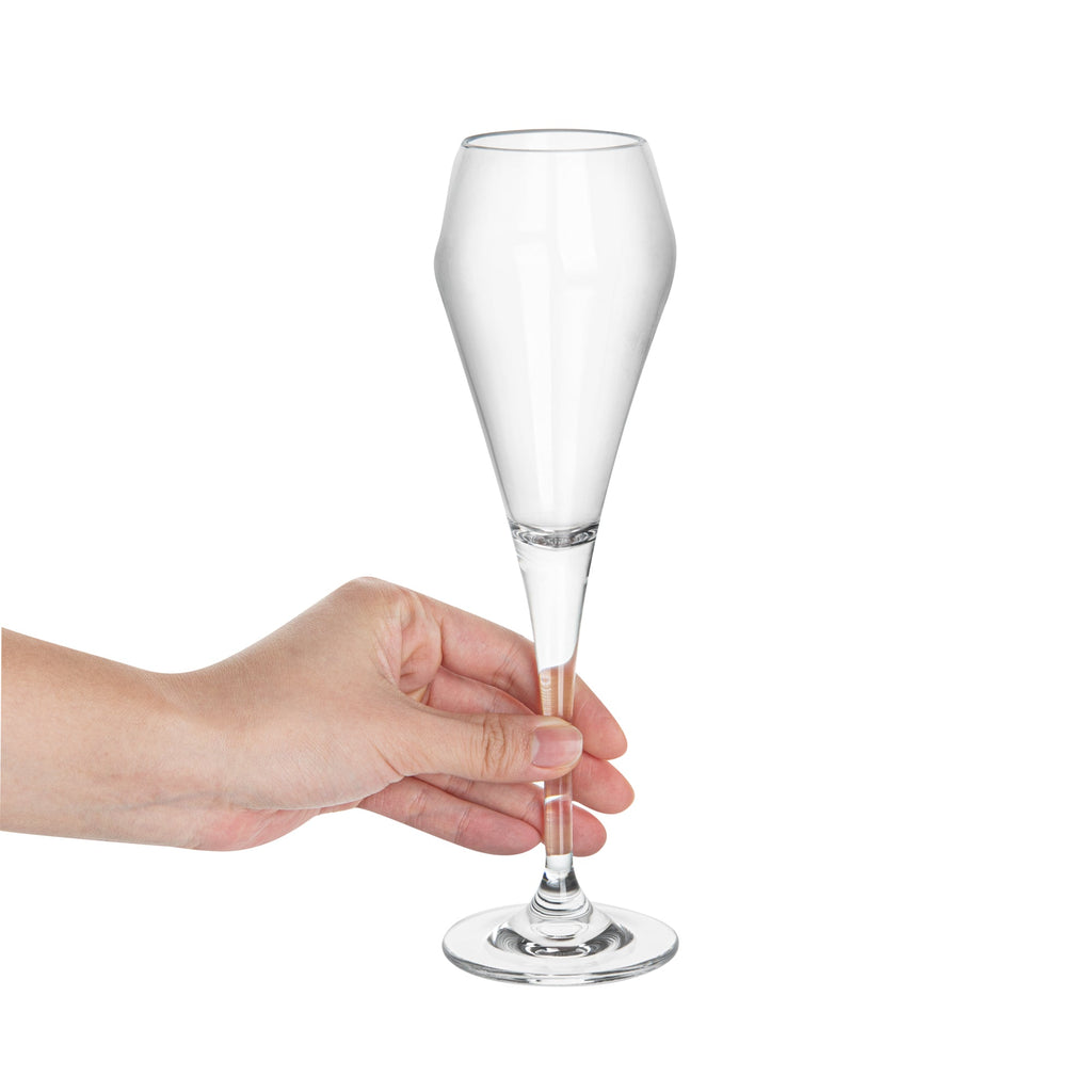Bev Tek 7 oz Polycarbonate Champagne Flute - 2 3/4" x 2 3/4" x 9 1/4" - 48 count box