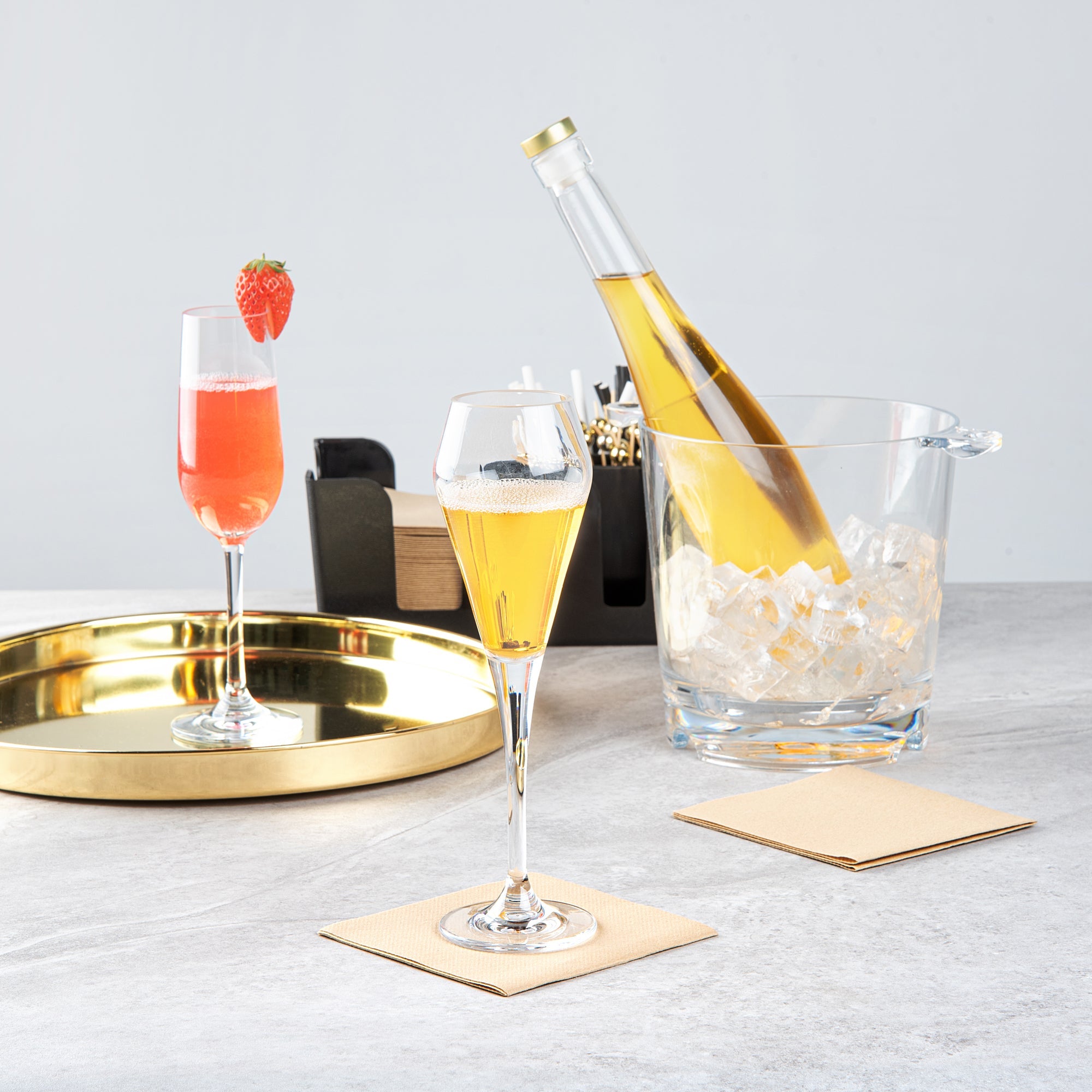 Bev Tek 7 oz Polycarbonate Champagne Flute - 2 3/4" x 2 3/4" x 9 1/4" - 48 count box