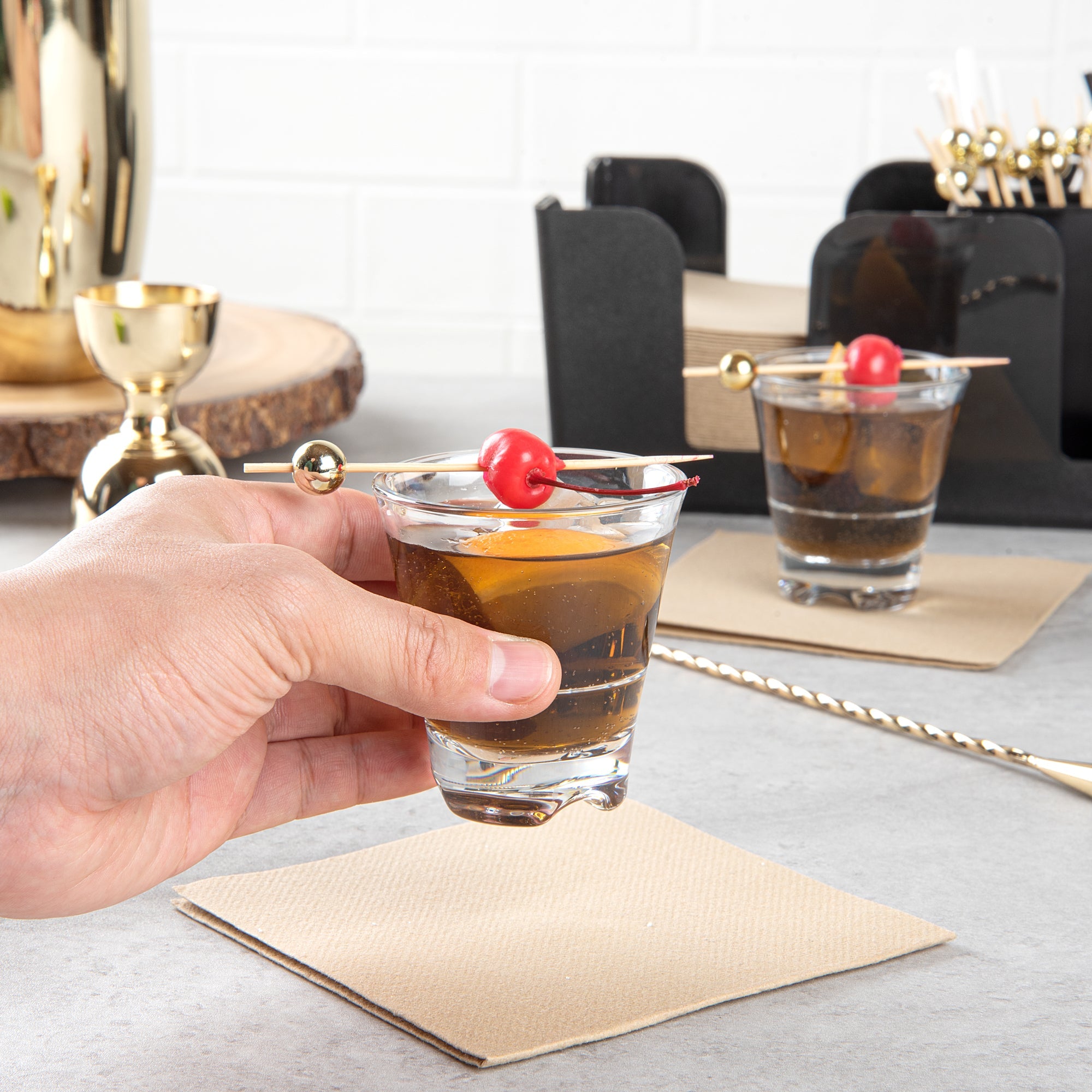Bev Tek 3 oz Polycarbonate Whiskey Glass - Stackable - 2 1/2" x 2 1/2" x 2 3/4" - 6 count box