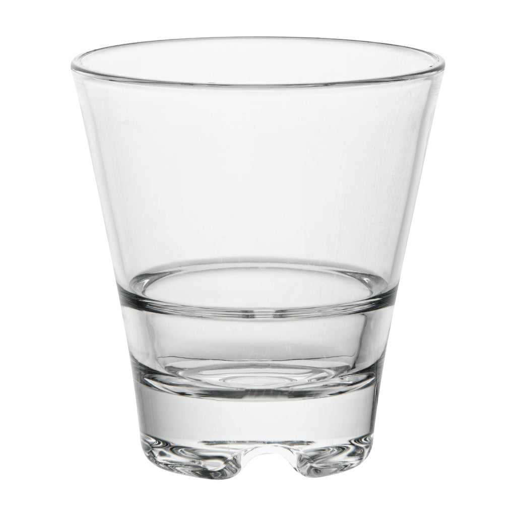 Bev Tek 9 oz Polycarbonate Rocks Glass - Stackable - 3 1/2" x 3 1/2" x 3 3/4" - 6 count box