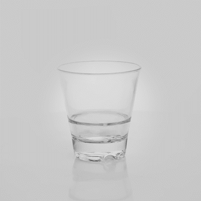 Bev Tek 9 oz Polycarbonate Rocks Glass - Stackable - 3 1/2" x 3 1/2" x 3 3/4" - 6 count box