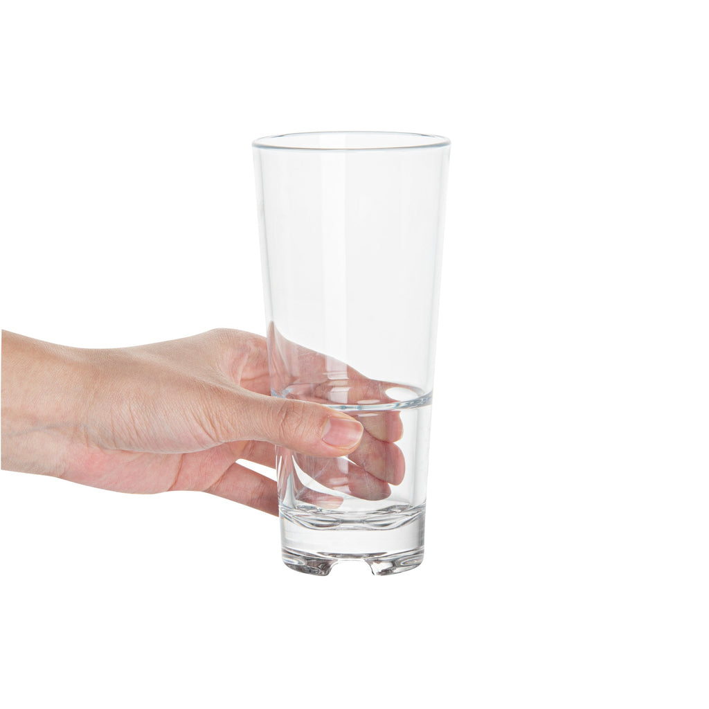 Bev Tek 14 oz Polycarbonate Highball Glass - Stackable - 3" x 3" x 6 1/2" - 6 count box