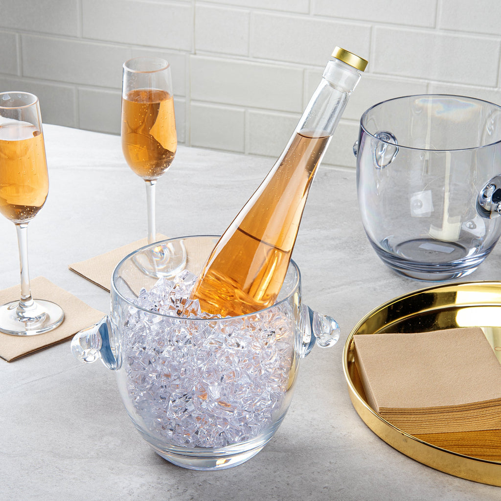 Bar Lux 2.1 qt Clear Plastic Ice / Champagne Bucket - 8 3/4" x 6 1/2" x 6 1/4" - 1 count box