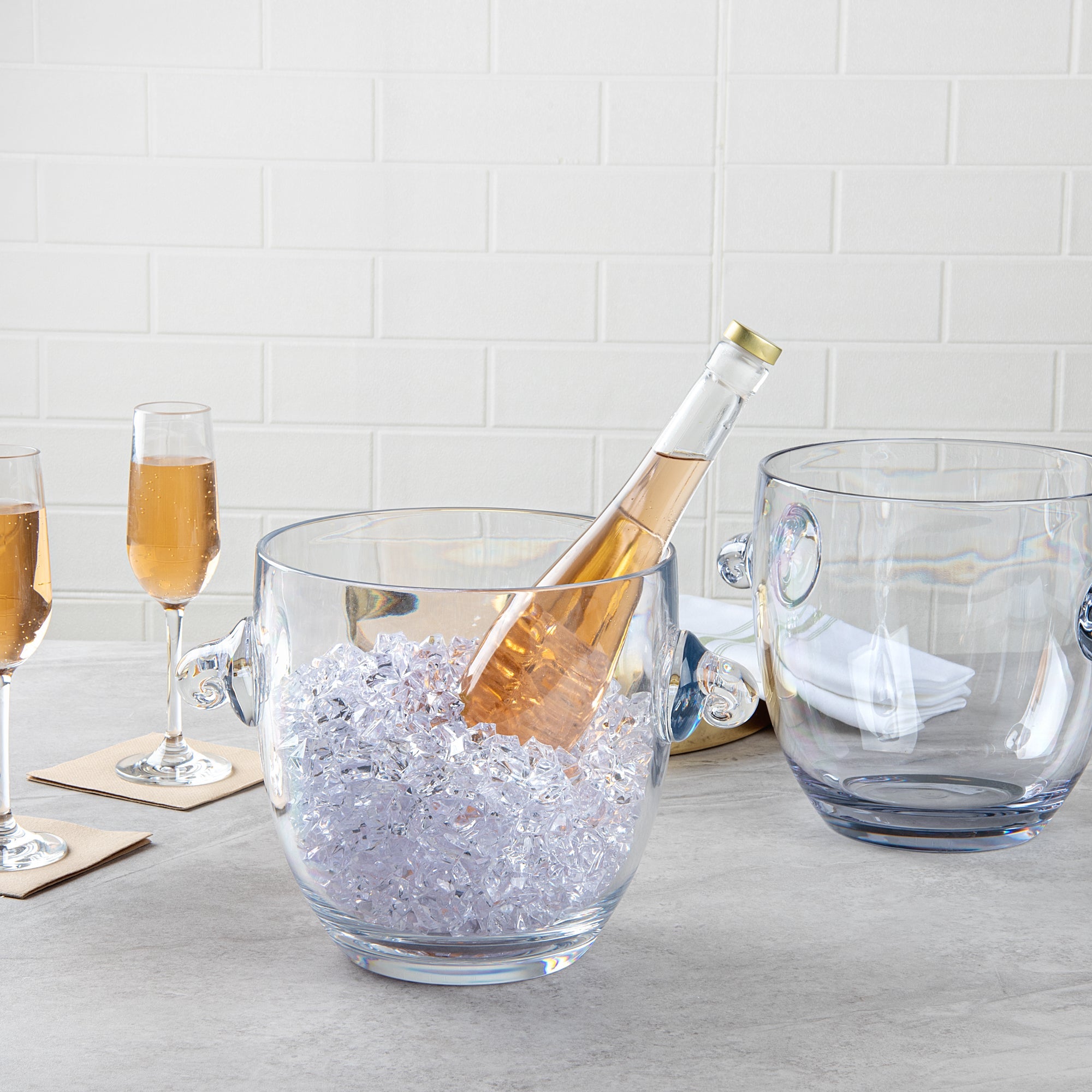 Bar Lux 5.3 qt Clear Plastic Ice / Champagne Bucket - 11 3/4" x 8 1/4" x 8 1/4" - 4 count box