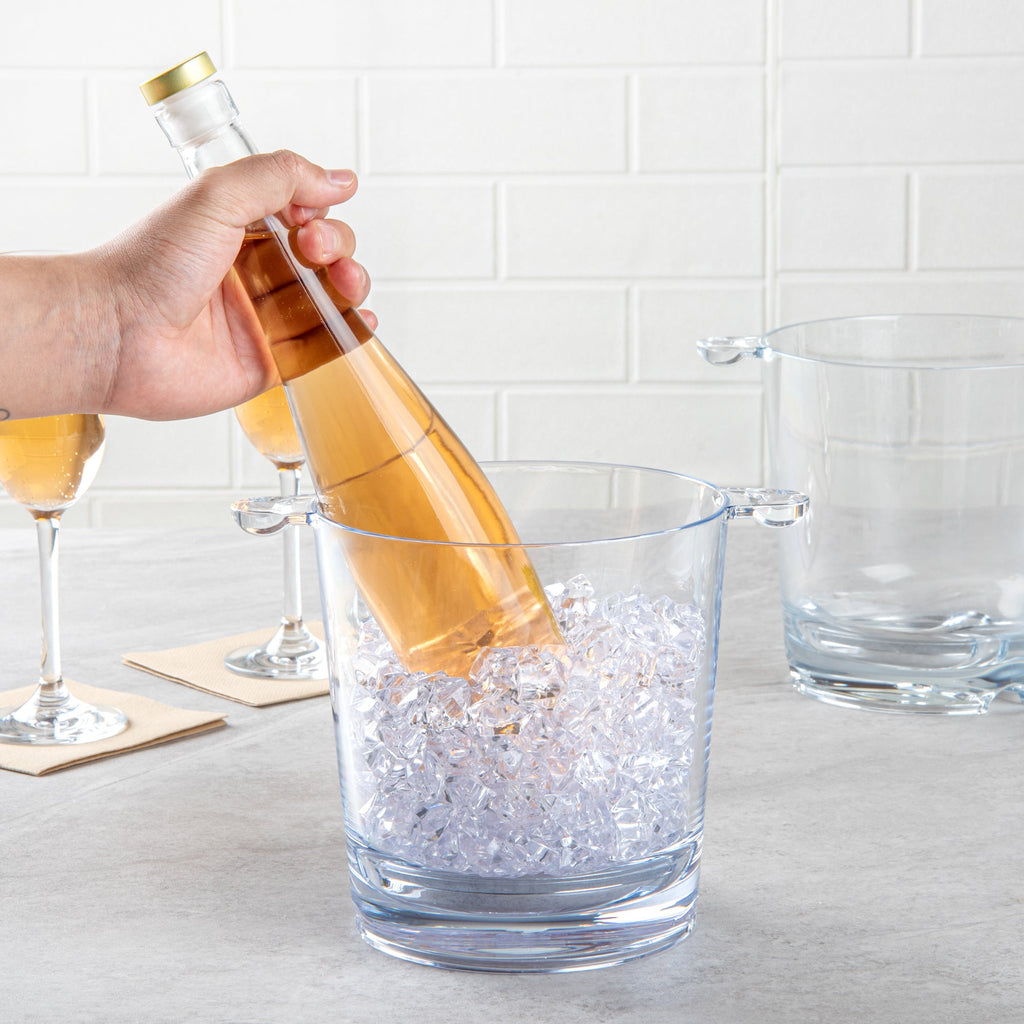 Bar Lux 2.4 qt Clear Plastic Ice / Champagne Bucket - 9" x 6 1/2" x 6 3/4" - 12 count box