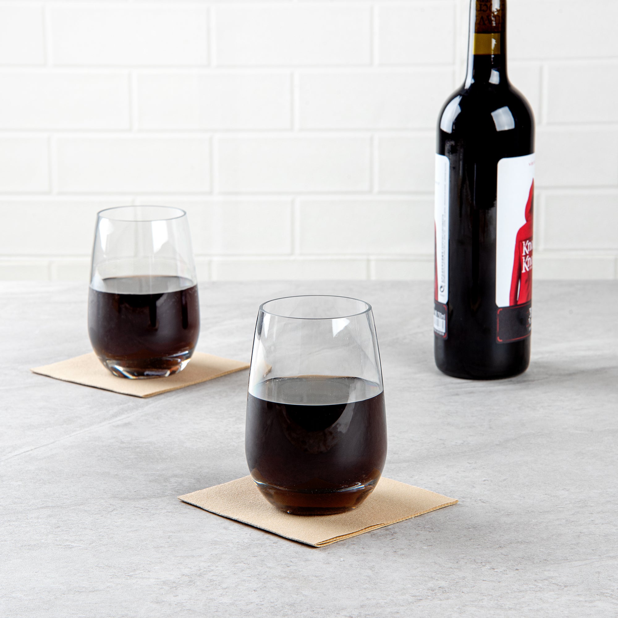 Bev Tek 17 oz Polycarbonate Stemless Wine Glass - 3 1/2" x 3 1/2" x 5" - 48 count box