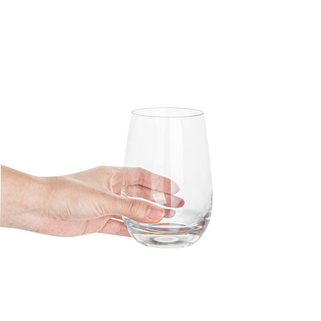 Bev Tek 17 oz Polycarbonate Stemless Wine Glass - 3 1/2" x 3 1/2" x 5" - 6 count box