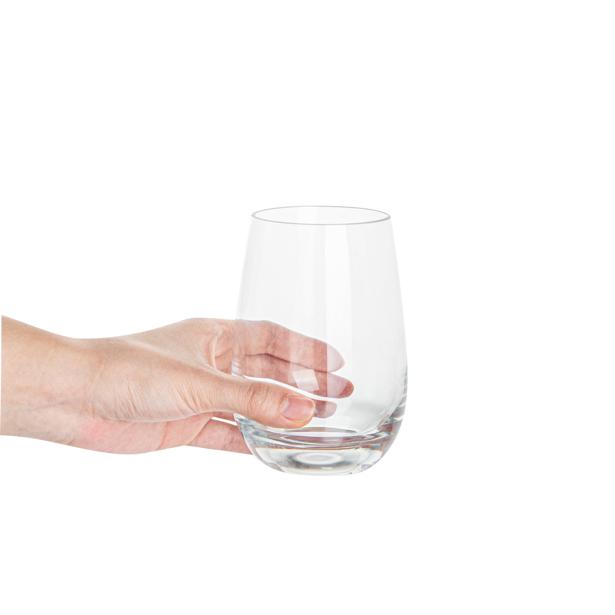 Bev Tek 17 oz Polycarbonate Stemless Wine Glass - 3 1/2" x 3 1/2" x 5" - 6 count box
