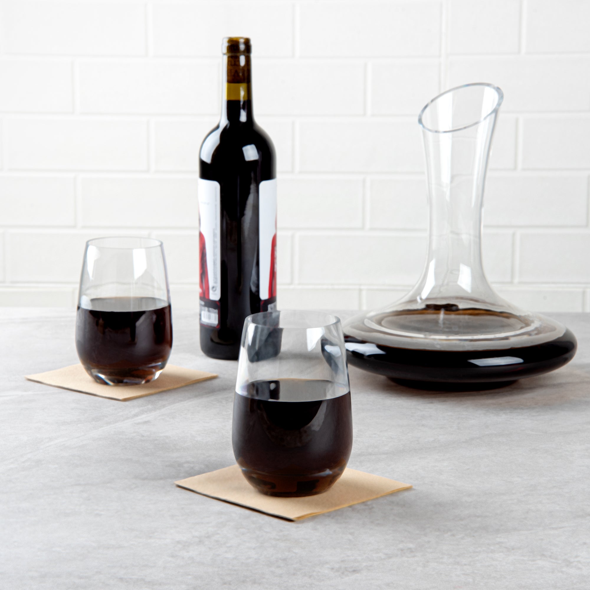 Bev Tek 17 oz Polycarbonate Stemless Wine Glass - 3 1/2" x 3 1/2" x 5" - 48 count box