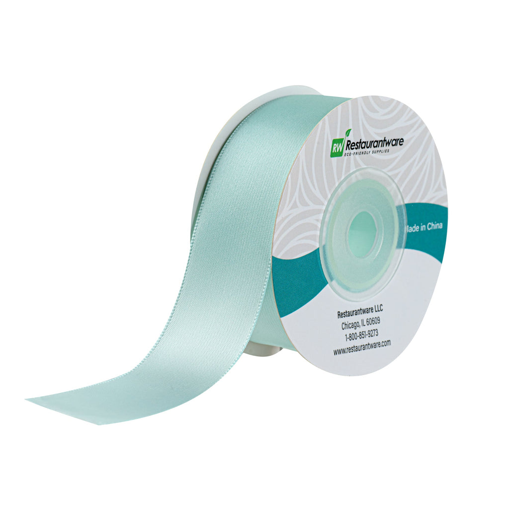 Gift Tek Aqua Blue Polyester Satin Ribbon - Single Face - 1" x 10 yds - 1 count box