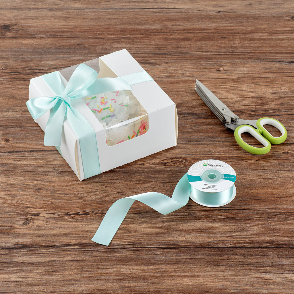 Gift Tek Aqua Blue Polyester Satin Ribbon - Single Face - 1" x 10 yds - 1 count box