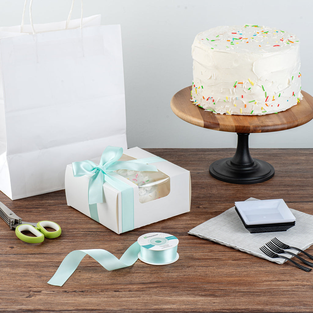 Gift Tek Aqua Blue Polyester Satin Ribbon - Single Face - 1" x 10 yds - 1 count box