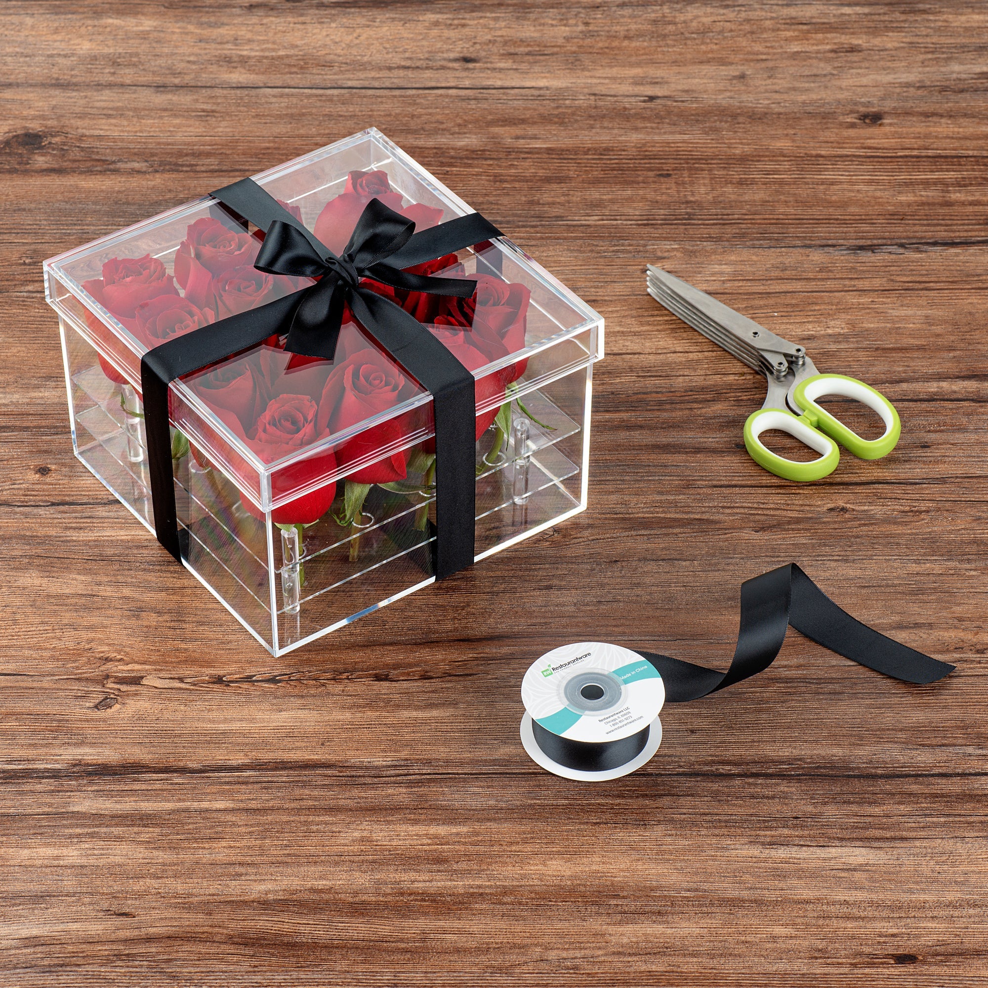 Gift Tek Black Polyester Satin Ribbon - Single Face - 1" x 10 yds - 1 count box