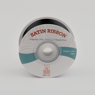 Gift Tek Black Polyester Satin Ribbon - Single Face - 1" x 10 yds - 1 count box