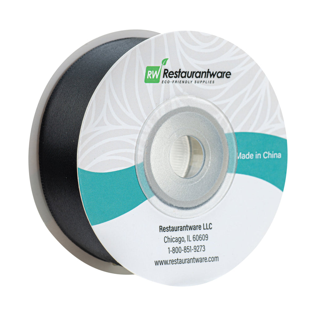 Gift Tek Black Polyester Satin Ribbon - Single Face - 1" x 10 yds - 1 count box