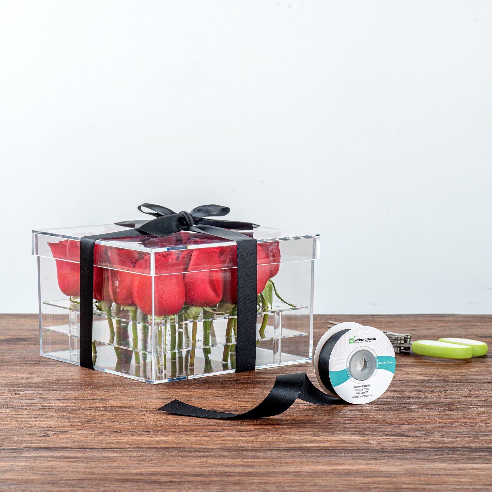 Gift Tek Black Polyester Satin Ribbon - Single Face - 1" x 10 yds - 10 count box