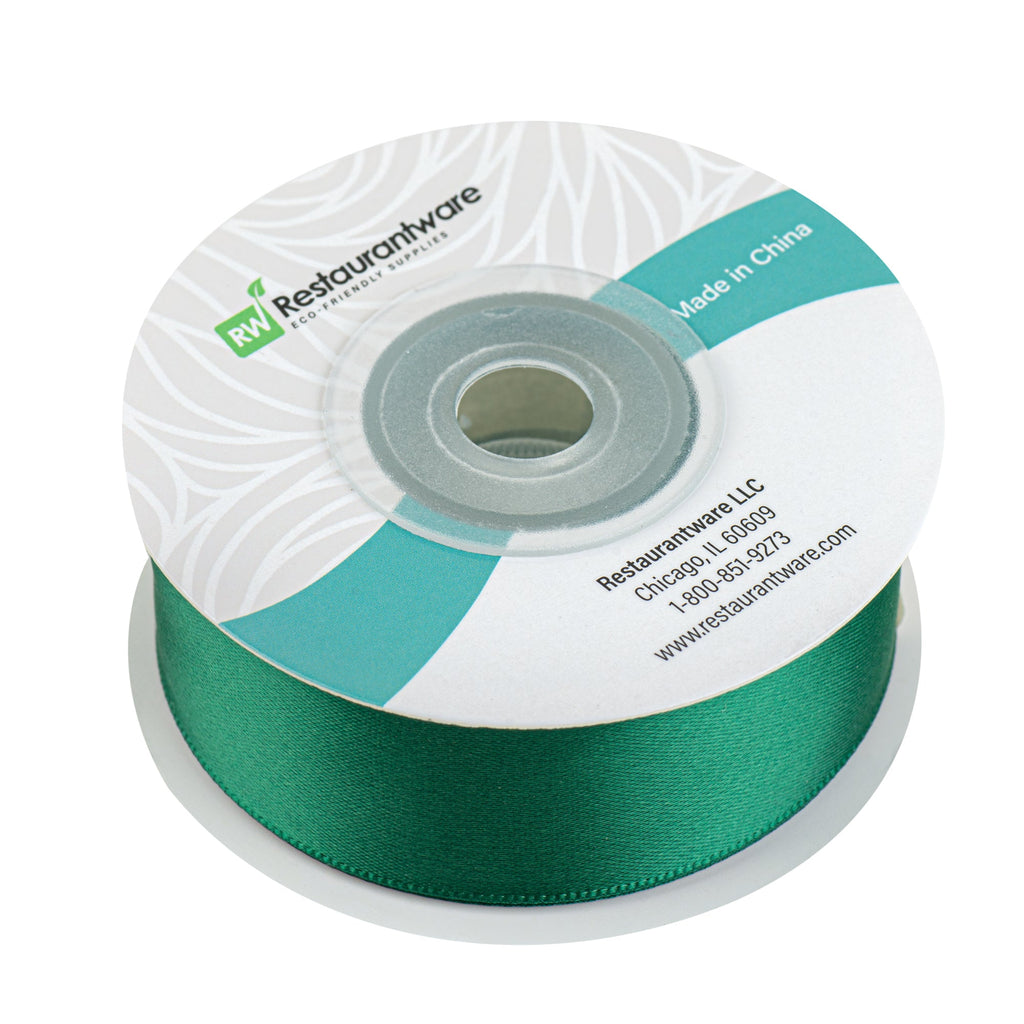 Gift Tek Forest Green Polyester Satin Ribbon - Single Face - 1" x 10 yds - 1 count box