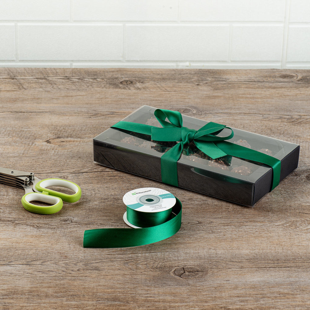 Gift Tek Forest Green Polyester Satin Ribbon - Single Face - 1" x 10 yds - 1 count box