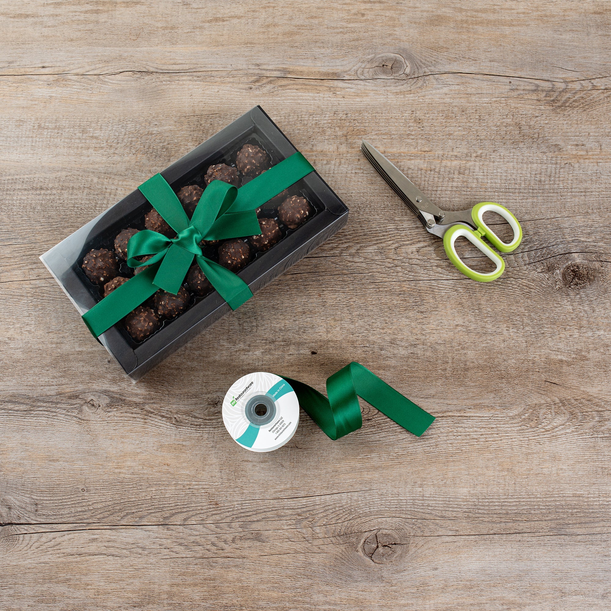 Gift Tek Forest Green Polyester Satin Ribbon - Single Face - 1" x 10 yds - 10 count box