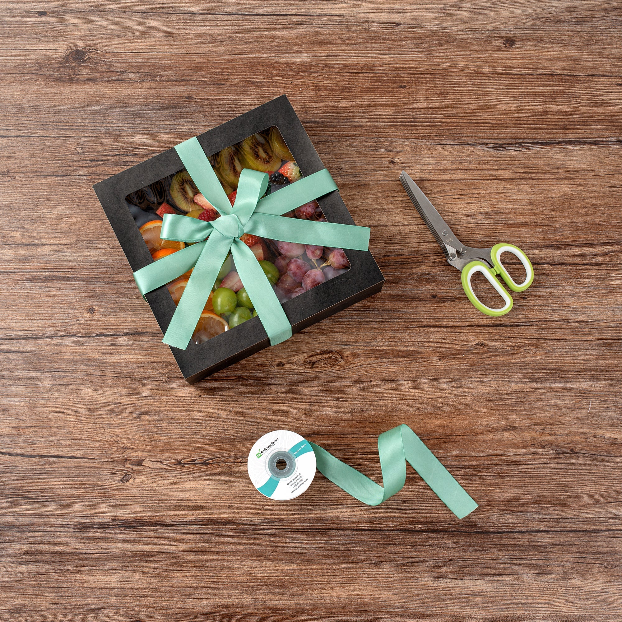 Gift Tek Dark Shale Green Polyester Satin Ribbon - Single Face - 1" x 10 yds - 10 count box