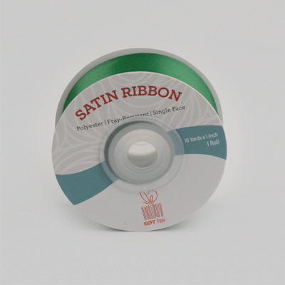 Gift Tek Emerald Green Polyester Satin Ribbon - Single Face - 1" x 10 yds - 10 count box