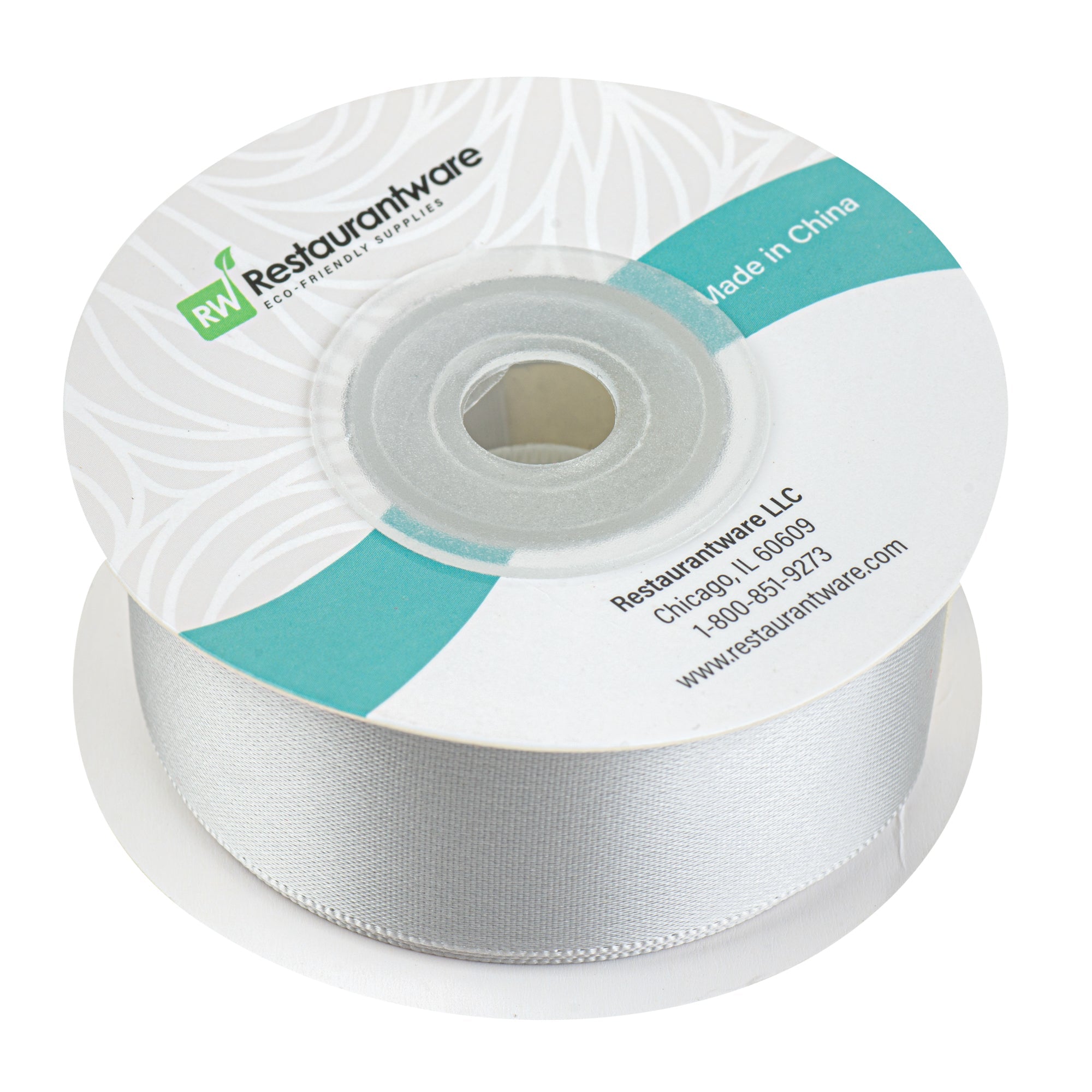 Gift Tek Gray Polyester Satin Ribbon - Single Face - 1" x 10 yds - 1 count box