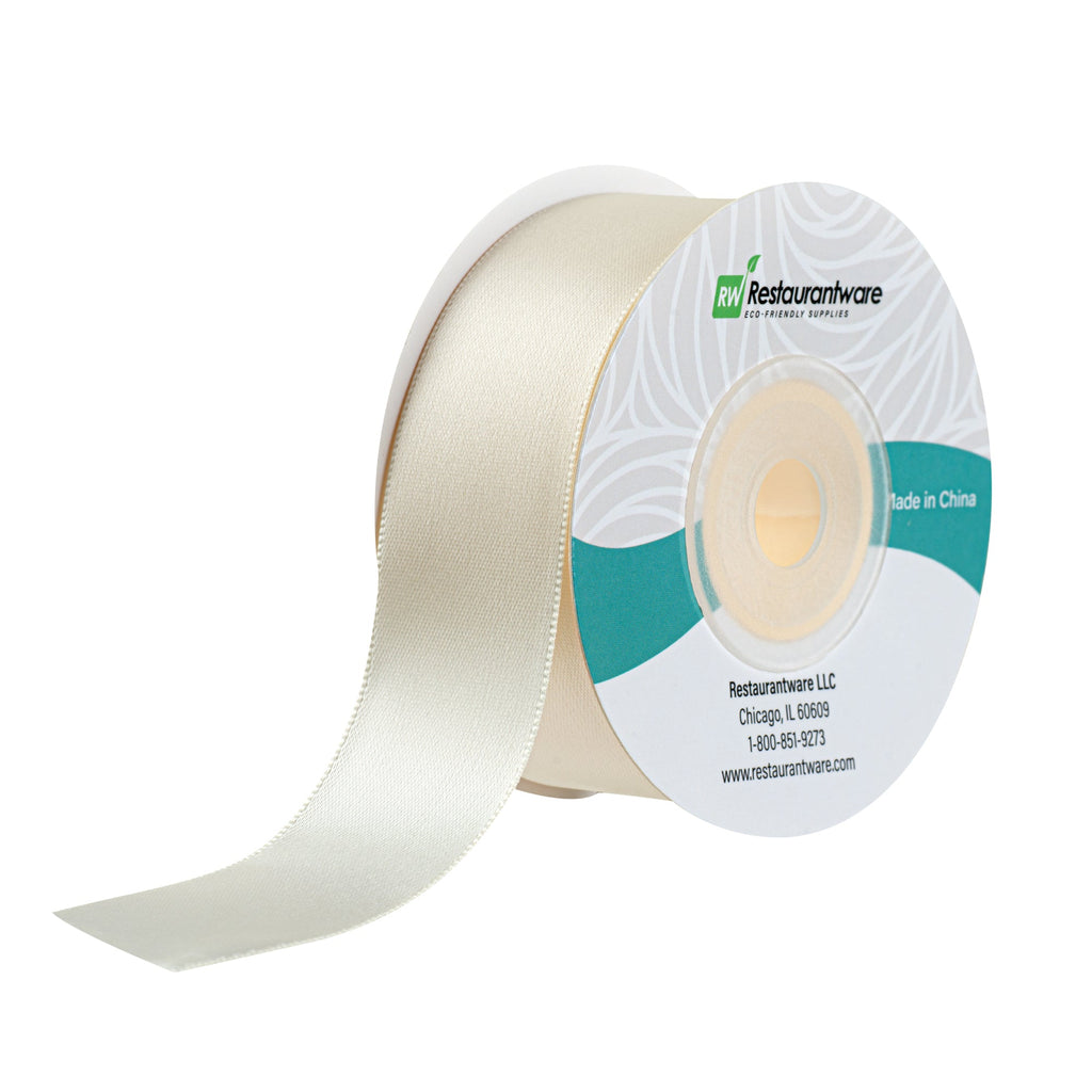 Gift Tek Ivory White Polyester Satin Ribbon - Single Face - 1" x 10 yds - 1 count box