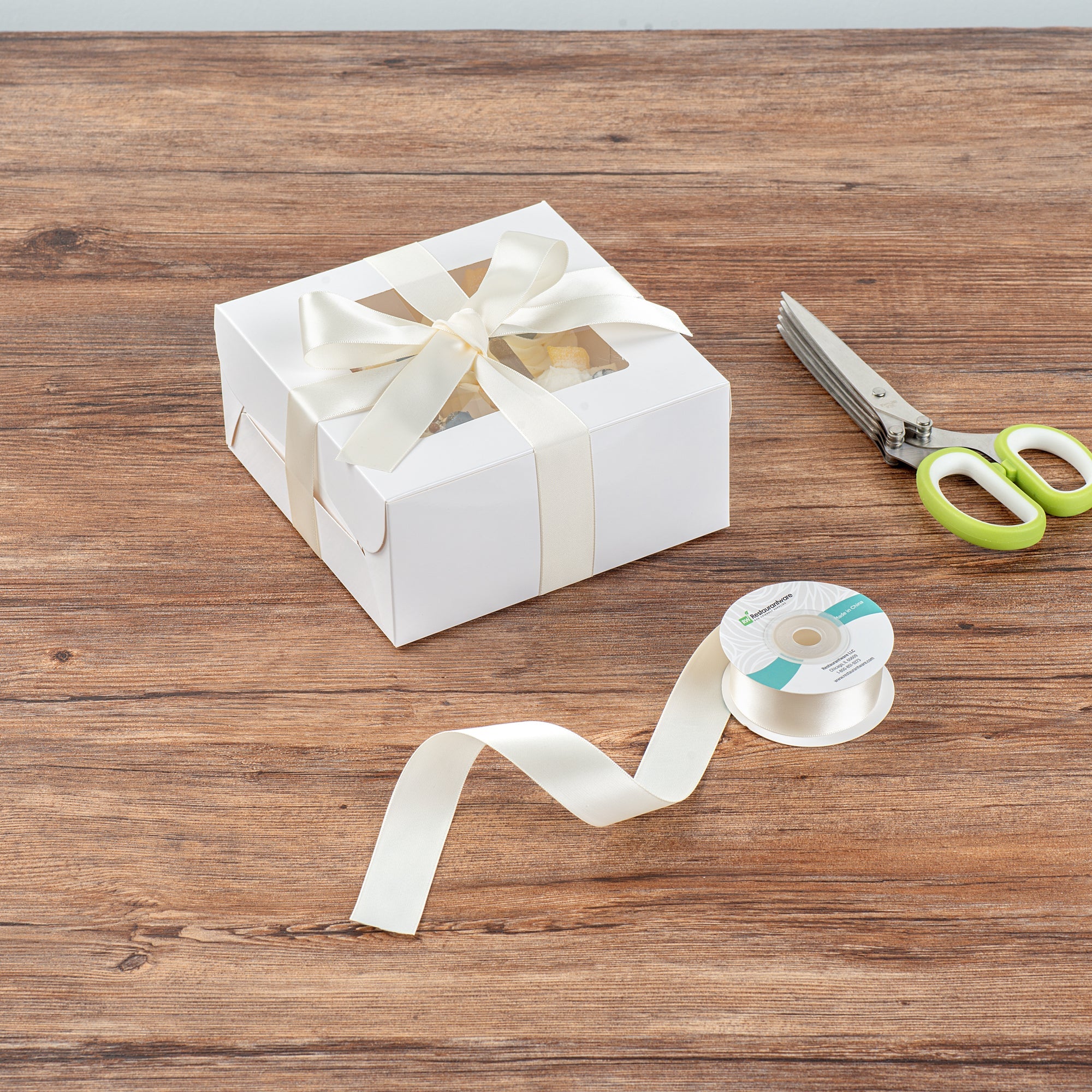 Gift Tek Ivory White Polyester Satin Ribbon - Single Face - 1" x 10 yds - 1 count box