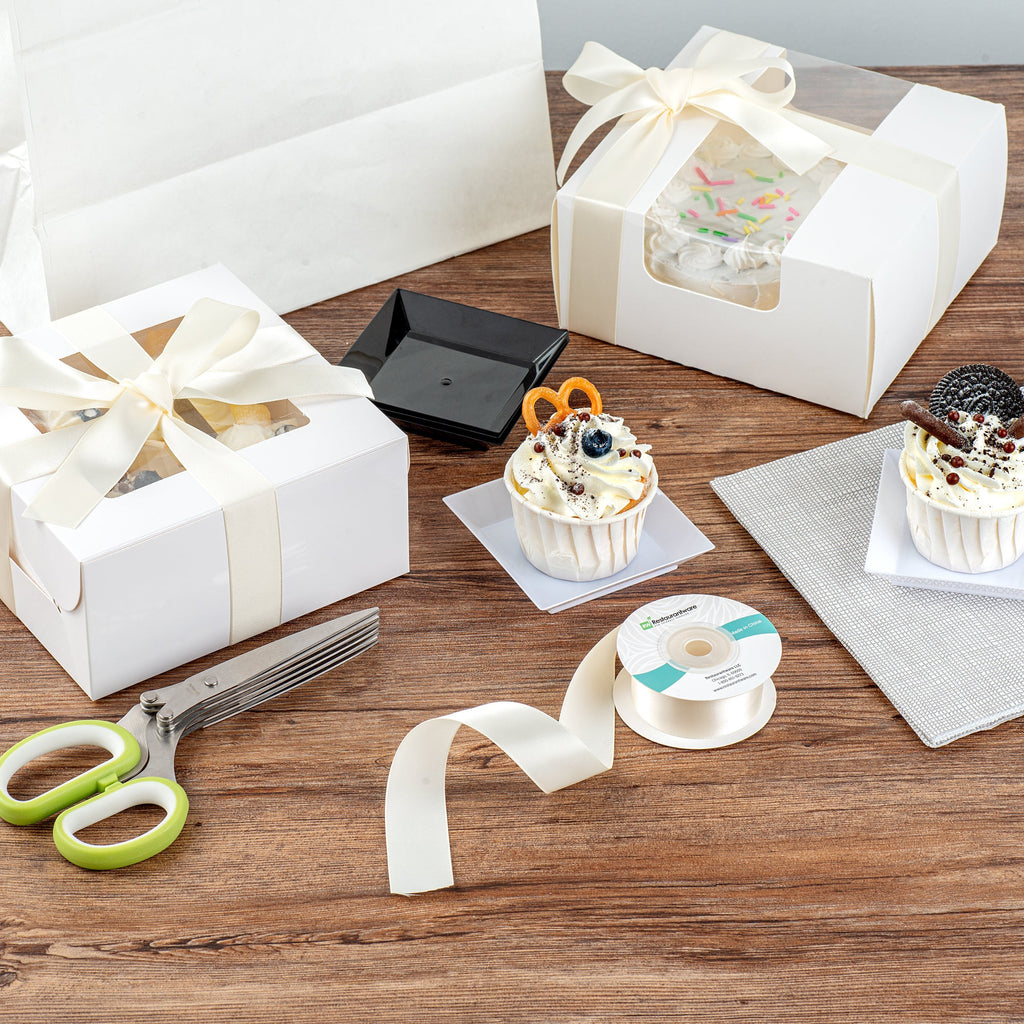 Gift Tek Ivory White Polyester Satin Ribbon - Single Face - 1" x 10 yds - 1 count box