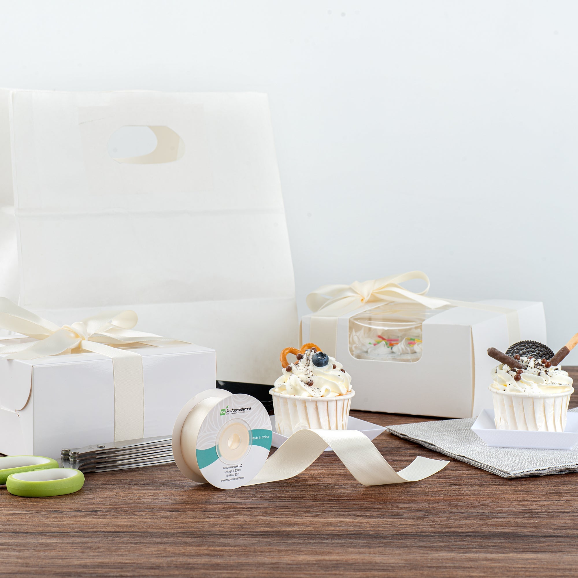 Gift Tek Ivory White Polyester Satin Ribbon - Single Face - 1" x 10 yds - 1 count box
