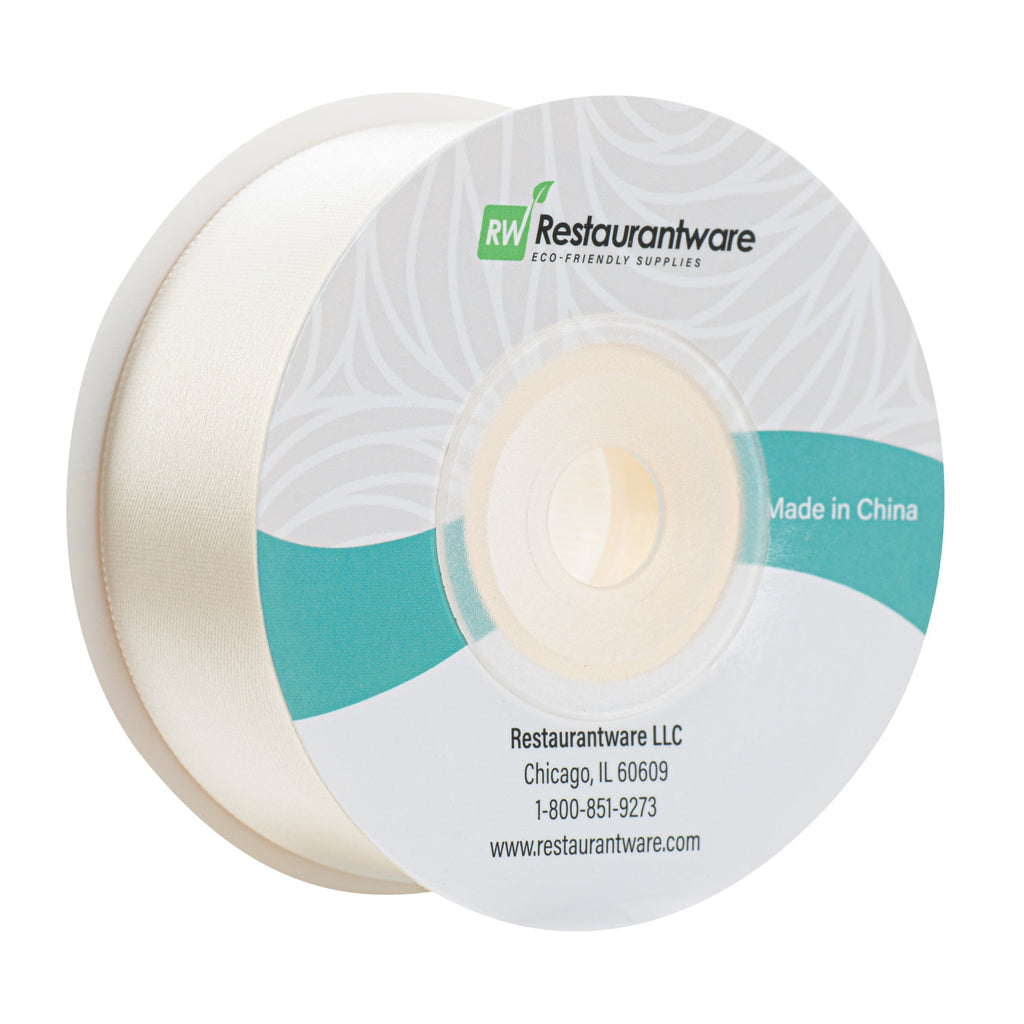 Gift Tek Ivory White Polyester Satin Ribbon - Single Face - 1" x 10 yds - 10 count box