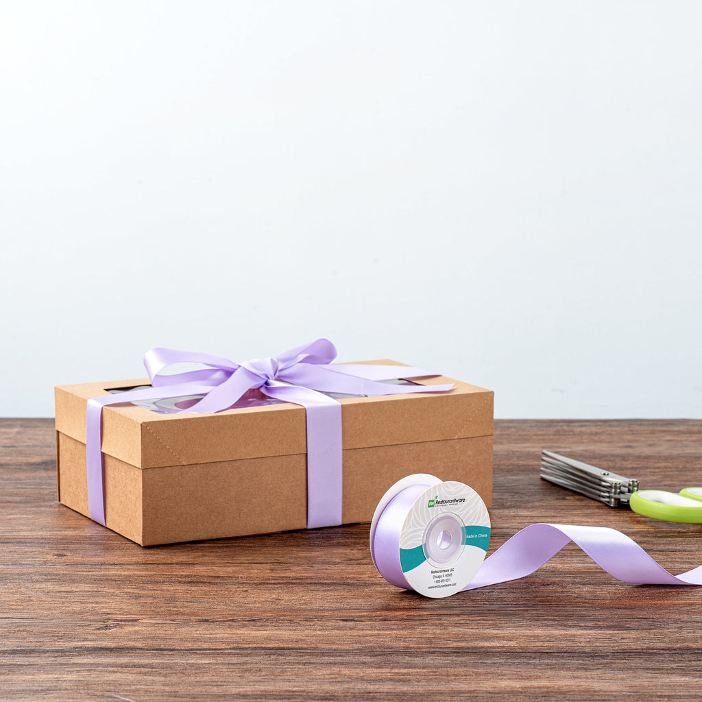 Gift Tek Orchid Purple Polyester Satin Ribbon - Single Face - 1" x 10 yds - 1 count box