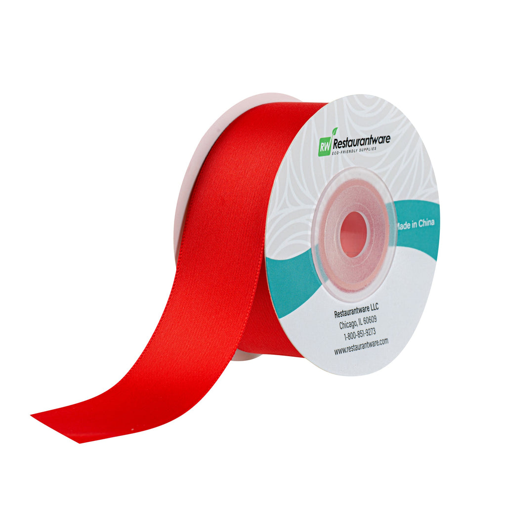 Gift Tek Red Polyester Satin Ribbon - Single Face - 1" x 10 yds - 1 count box