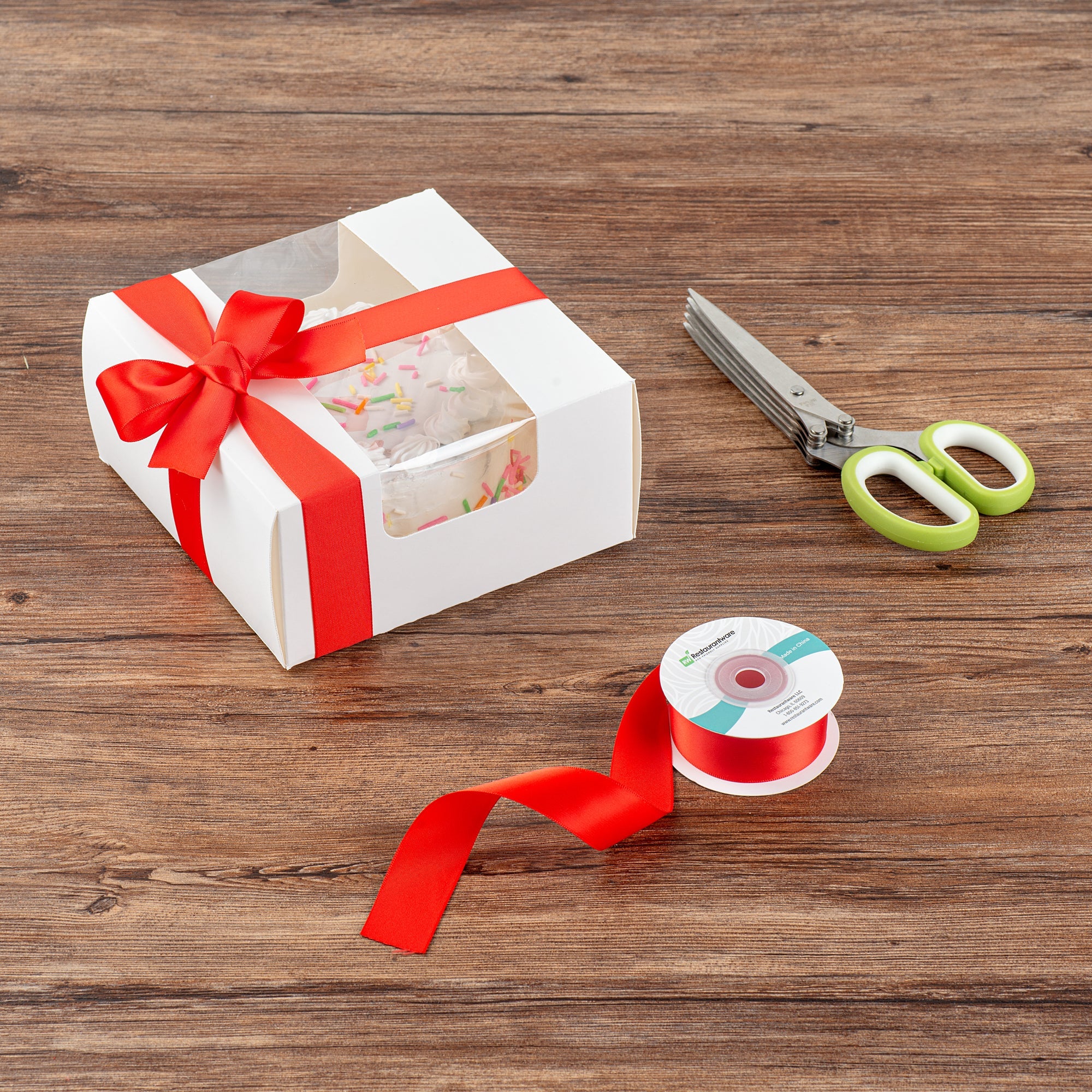 Gift Tek Red Polyester Satin Ribbon - Single Face - 1" x 10 yds - 1 count box