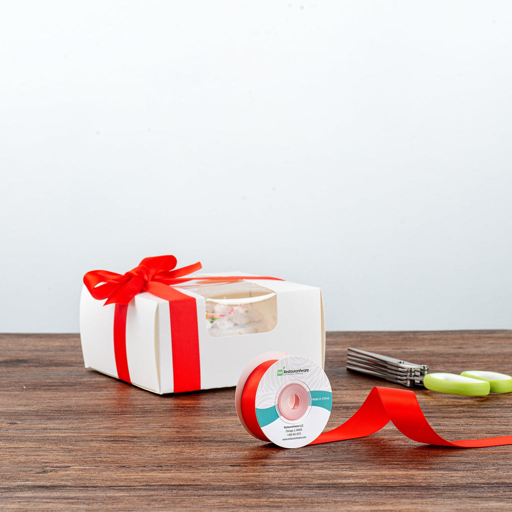 Gift Tek Red Polyester Satin Ribbon - Single Face - 1" x 10 yds - 1 count box
