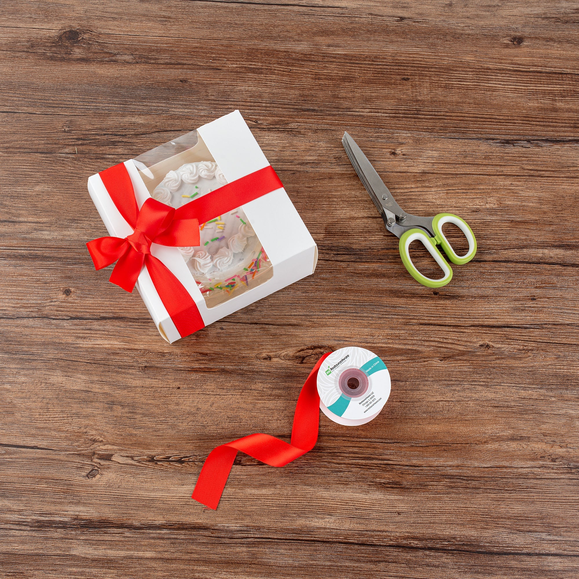 Gift Tek Red Polyester Satin Ribbon - Single Face - 1" x 10 yds - 1 count box