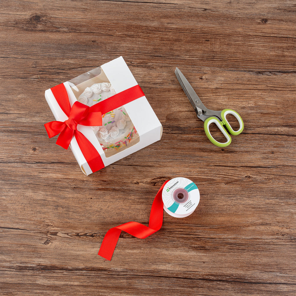 Gift Tek Red Polyester Satin Ribbon - Single Face - 1" x 10 yds - 10 count box